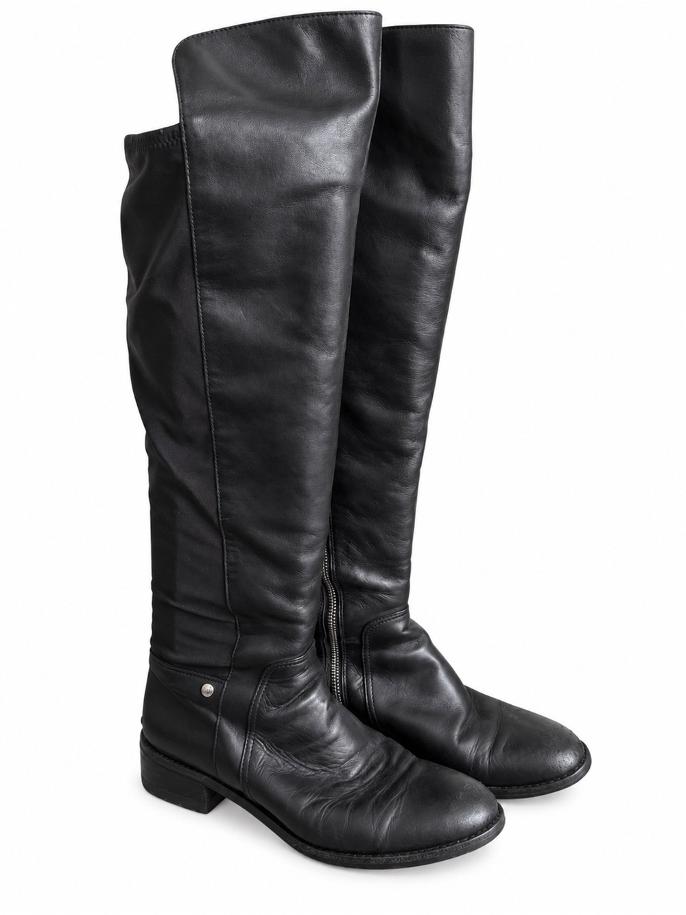 MICHAEL Michael Kors Black Leather & Stretch Over-The-Knee Riding Boots Size 10M